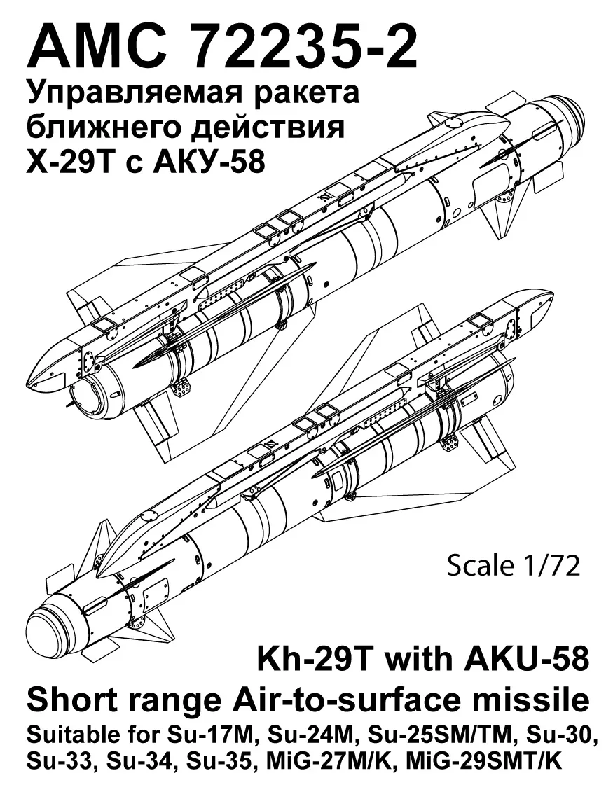 Дополнения из смолы 1/72 Авиационная управляемая ракета Х-29T с АKУ-58(Advanced Modeling)