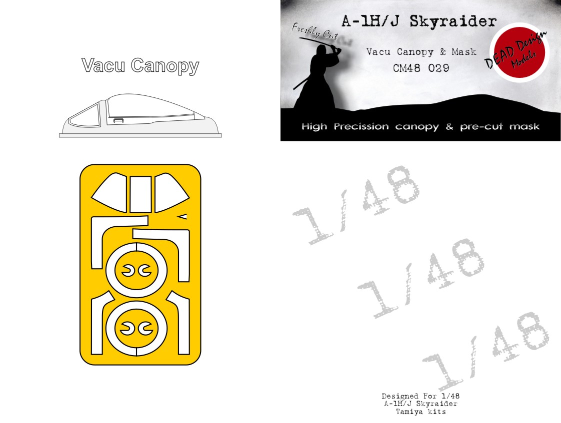 Douglas A-1H Skyraider Vacu Canopy & Mask (designed to be used with Tamiya kits)