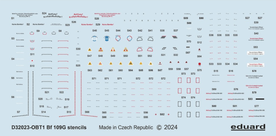 Декаль 1/32 Decal Bf 109G stencils (REV/HAS)