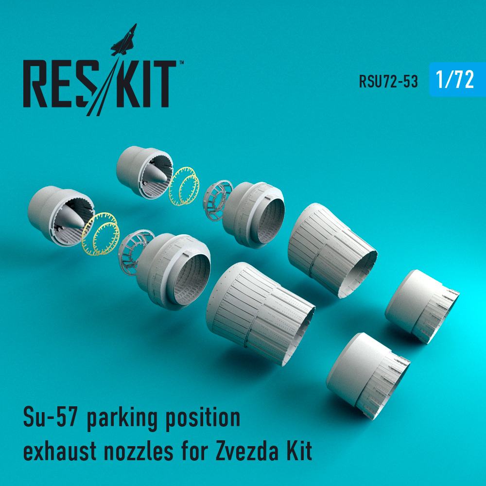 Дополнения из смолы 1/72 Sukhoi Su-57 Frazor parking position exhaust nozzles (ResKit)