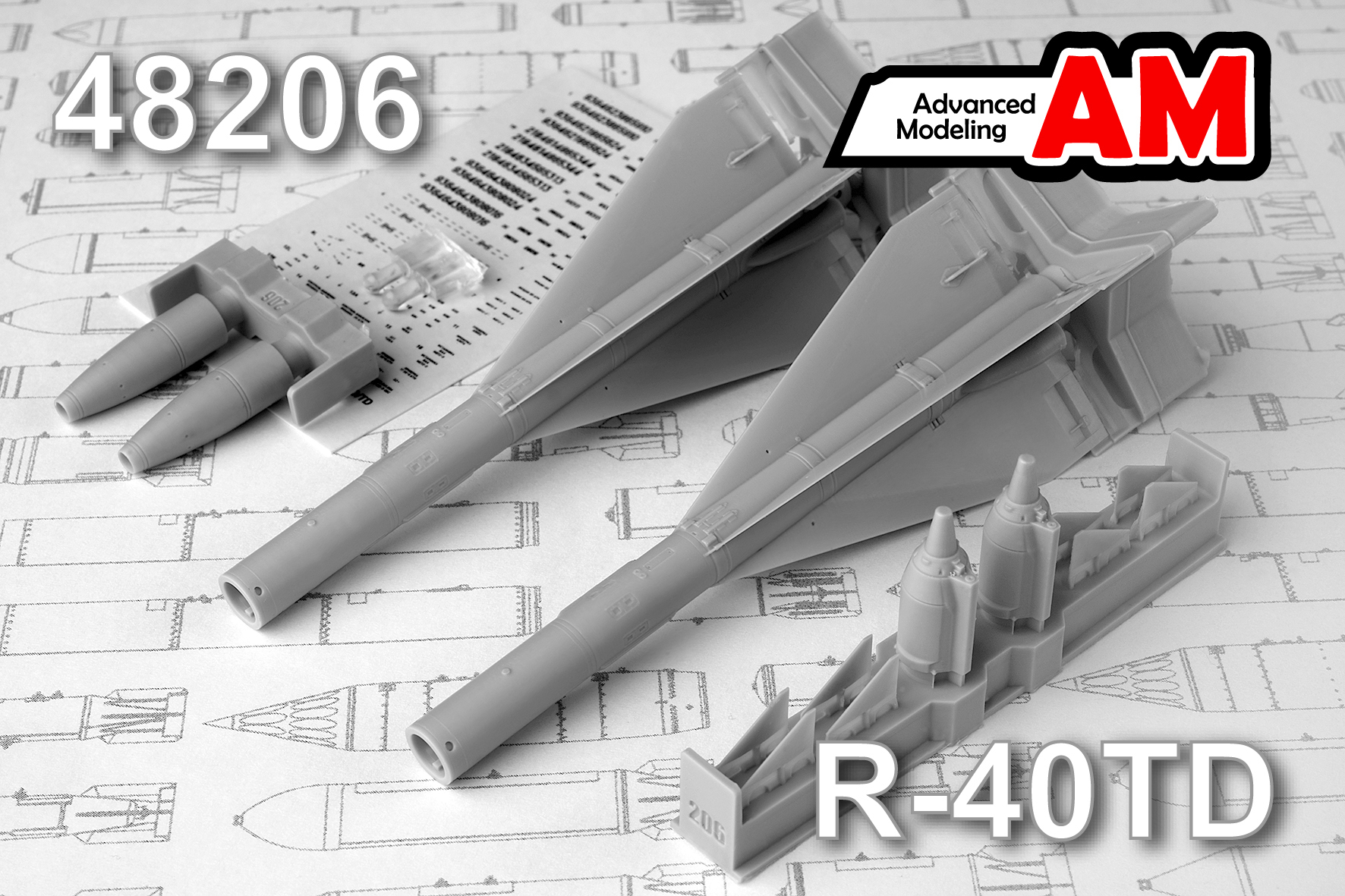 Дополнения из смолы 1/48 Р-40ТД Авиационная управляемая ракета «Воздух-воздух» (Advanced Modeling)