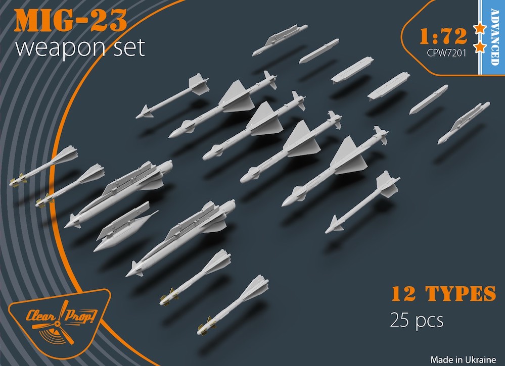 Дополнения из смолы 1/72 Расширенный комплект вооружения МиГ-23 (Clear Prop)
