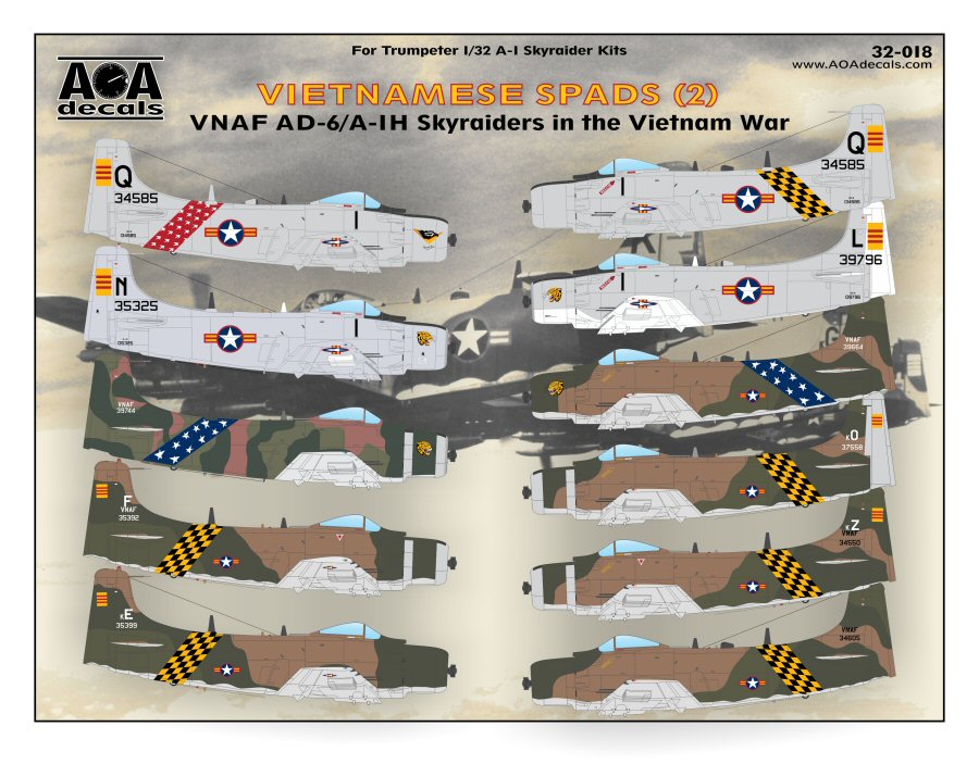 Декаль 1/32 Vietnamese Spads (2) - VNAF Douglas AD-6/A-1H in the Vietnam War. Part 2(AOA Decals)