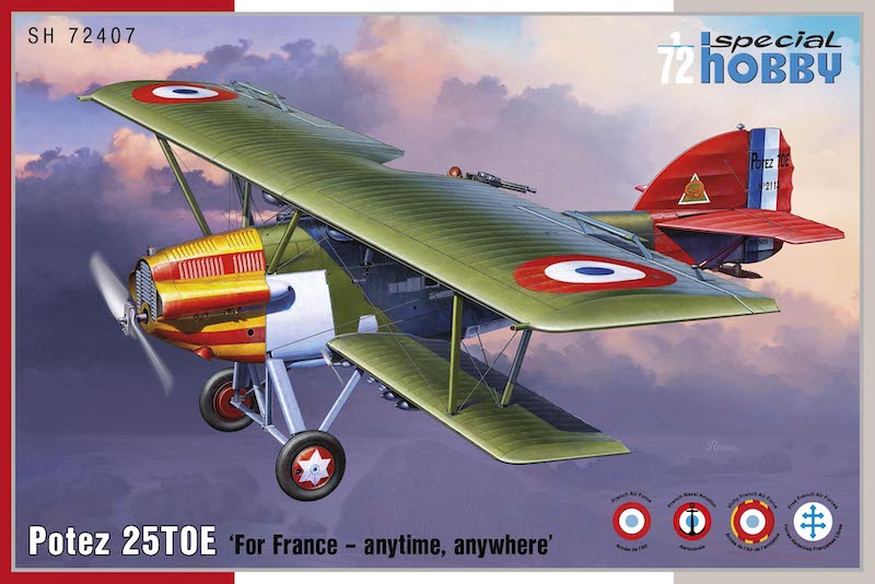 Сборная модель 1/72 Potez 25 TOE 'For France' (4x camo) (Special Hobby)