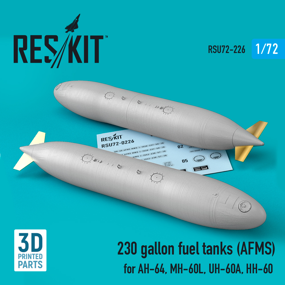 Дополнения из смолы 1/72 230 gallon fuel tanks (AFMS) for Boeing/Hughes AH-64, MH-60L (ResKit)