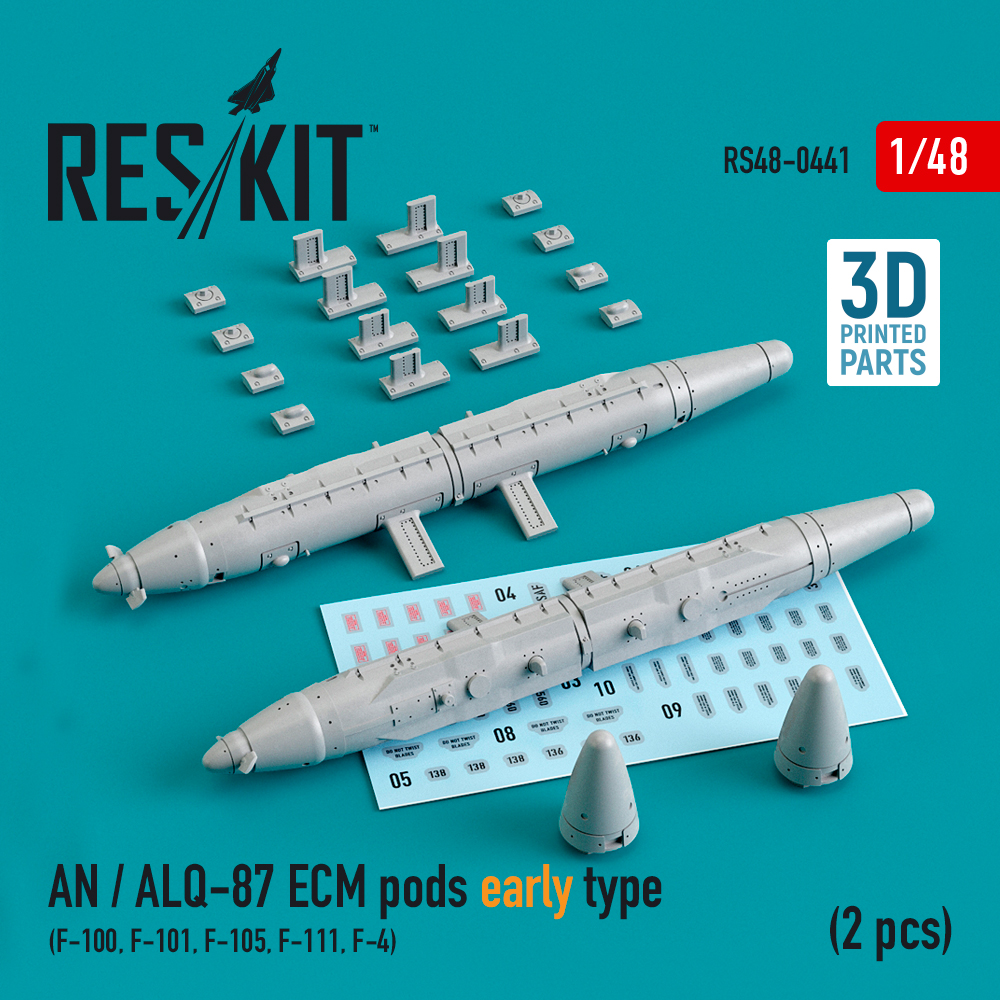 Дополнения из смолы 1/48 AN / ALQ-87 ECM pods early type (2 pcs) (ResKit)