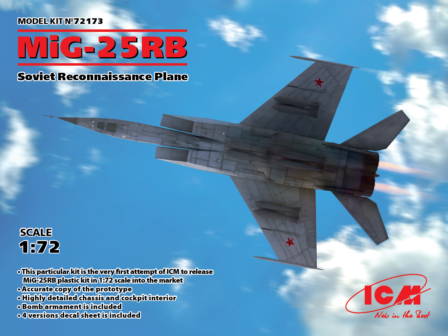 Сборная модель 1/72 Советский разведывательный самолёт МиГ-25РБ (ICM)