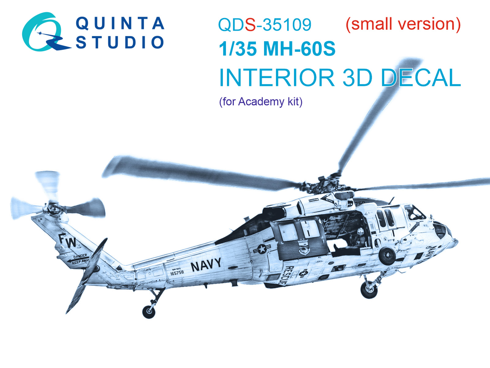 3D Декаль интерьера кабины MH-60S  (Academy) (Малая верcия)