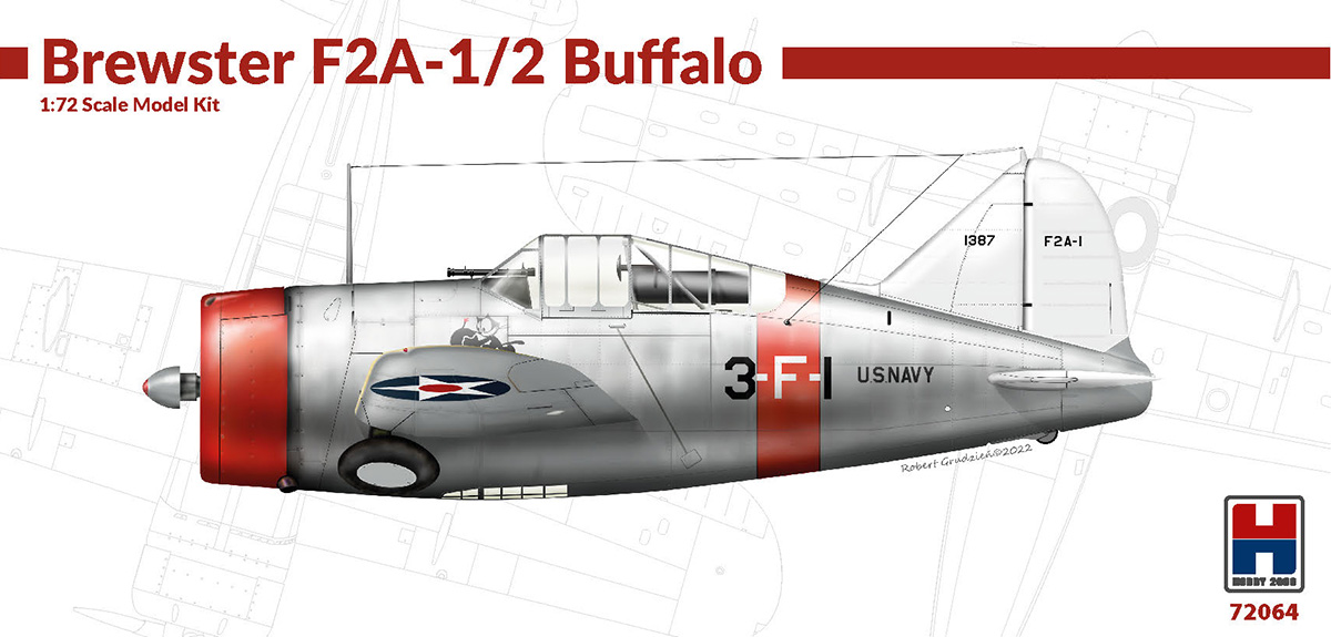 Сборная модель 1/72  Brewster F2A-1/2 Buffalo Hasegawa + Cartograf + Masks  (Hobby 2000)