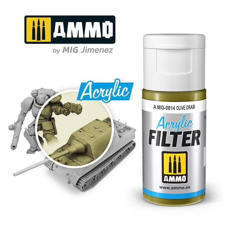 Акриловый фильтр ACRYLIC FILTER Olive Drab (15mL) (Ammo Mig)