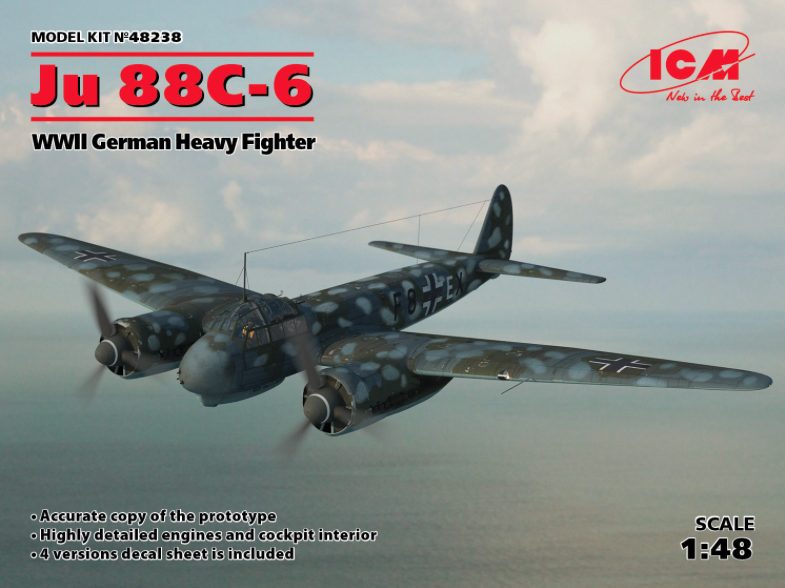 Сборная модель 1/48 Junkers Ju 88C-6 German Heavy Fighter WWII (ICM)