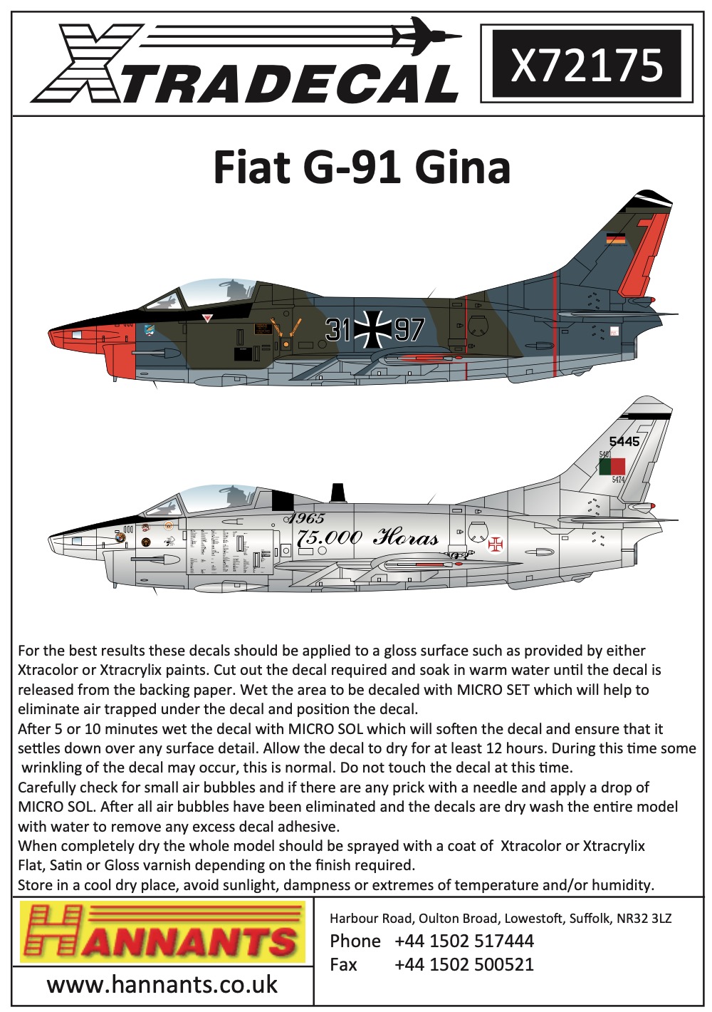 Декаль 1/72 Fiat G.91R/3 (13) (Xtradecal)