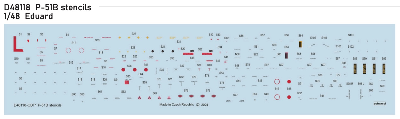 Декаль 1/48 P-51B stencils (EDU)