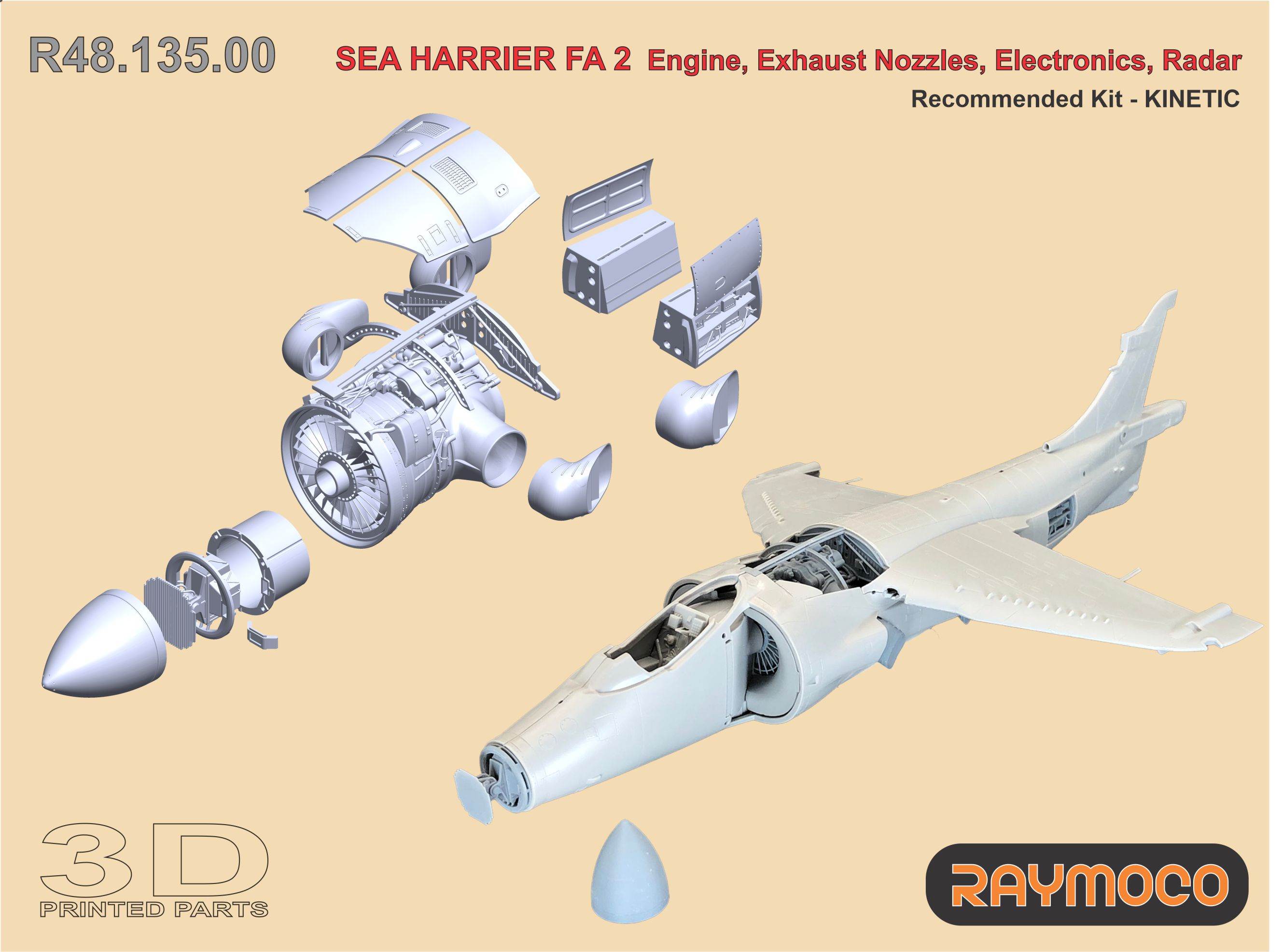 Дополнения из смолы 1/48 SEA HARRIER FA 2 Engine, Exhaust Nozzles, Electronics, Radar. (Raymoco)