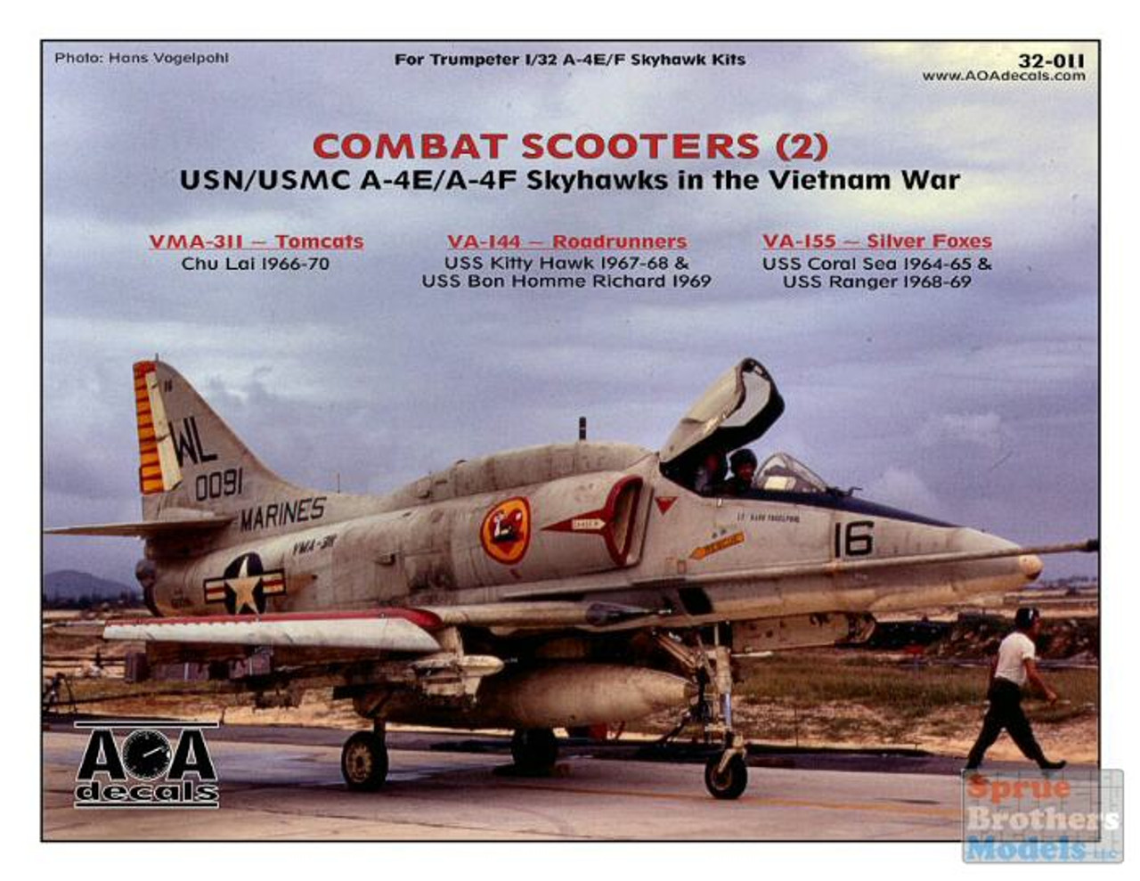 Декаль 1/32 Combat Scooters(2)USN/USMC Douglas A-4E/F Skyhawks in the Vietnam War.Part2 (AOA Decals)