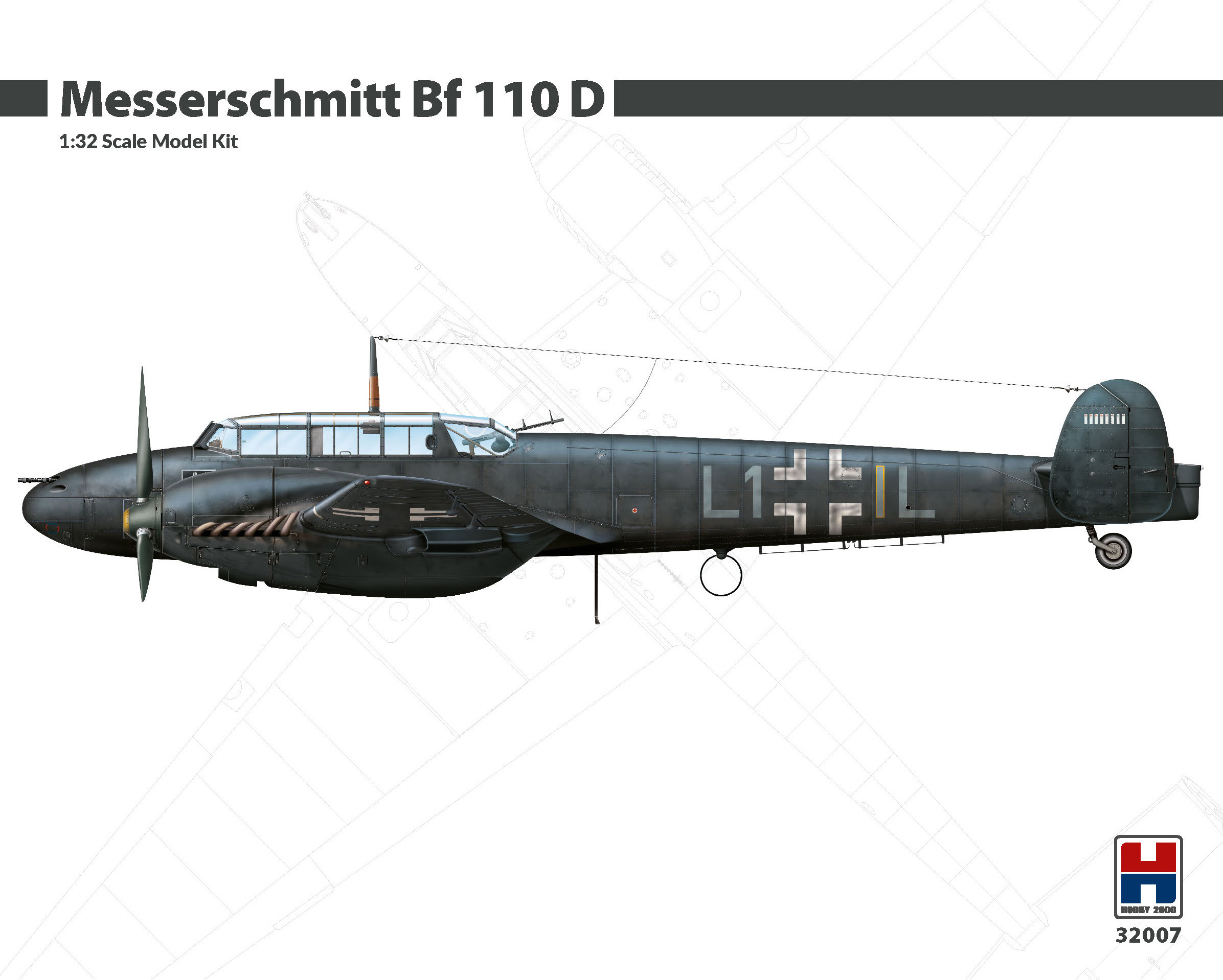 Сборная модель 1/32 Messerschmitt Bf-110D ex-Dragon + Cartograf + Masks  (Hobby 2000)
