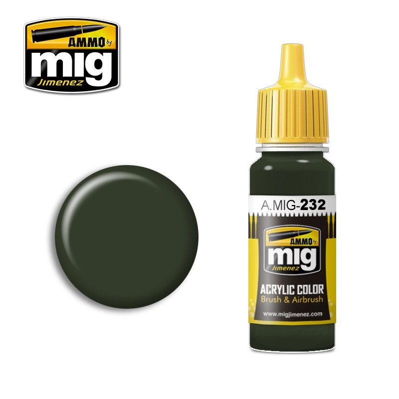 Краска акриловая RLM 70 Чёрно-зелёный SCHWARTZGRÜN (Ammo Mig) (17ml)