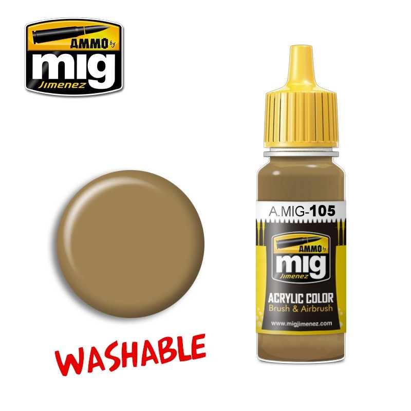 Краска акриловая WASHABLE DUST (RAL 8000) (смываемая пыль) (Ammo Mig) (17ml)