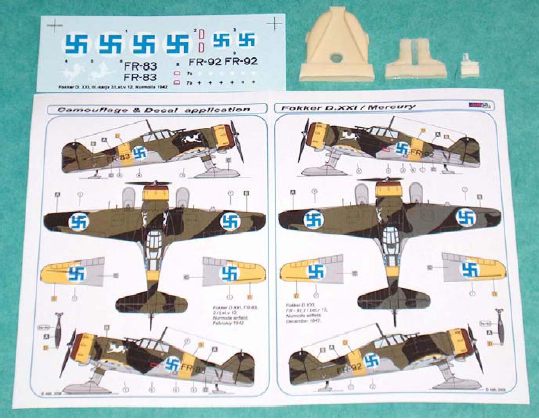 Декаль 1/72 Fokker D.XXI Finnish decal with resin parts (AML)
