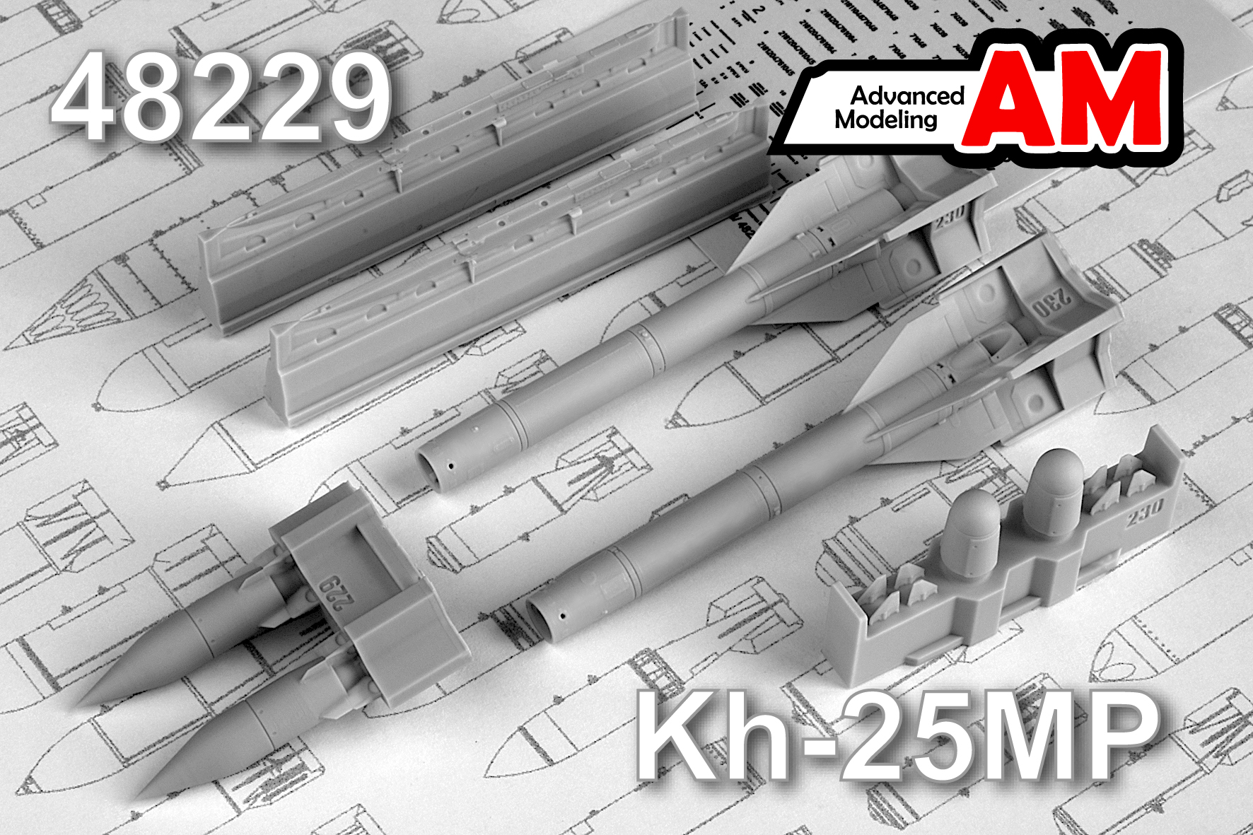 Дополнения из смолы 1/48 Авиационная управляемая ракета Х-25МП2 с АПУ-68УМ2 (Advanced Modeling)