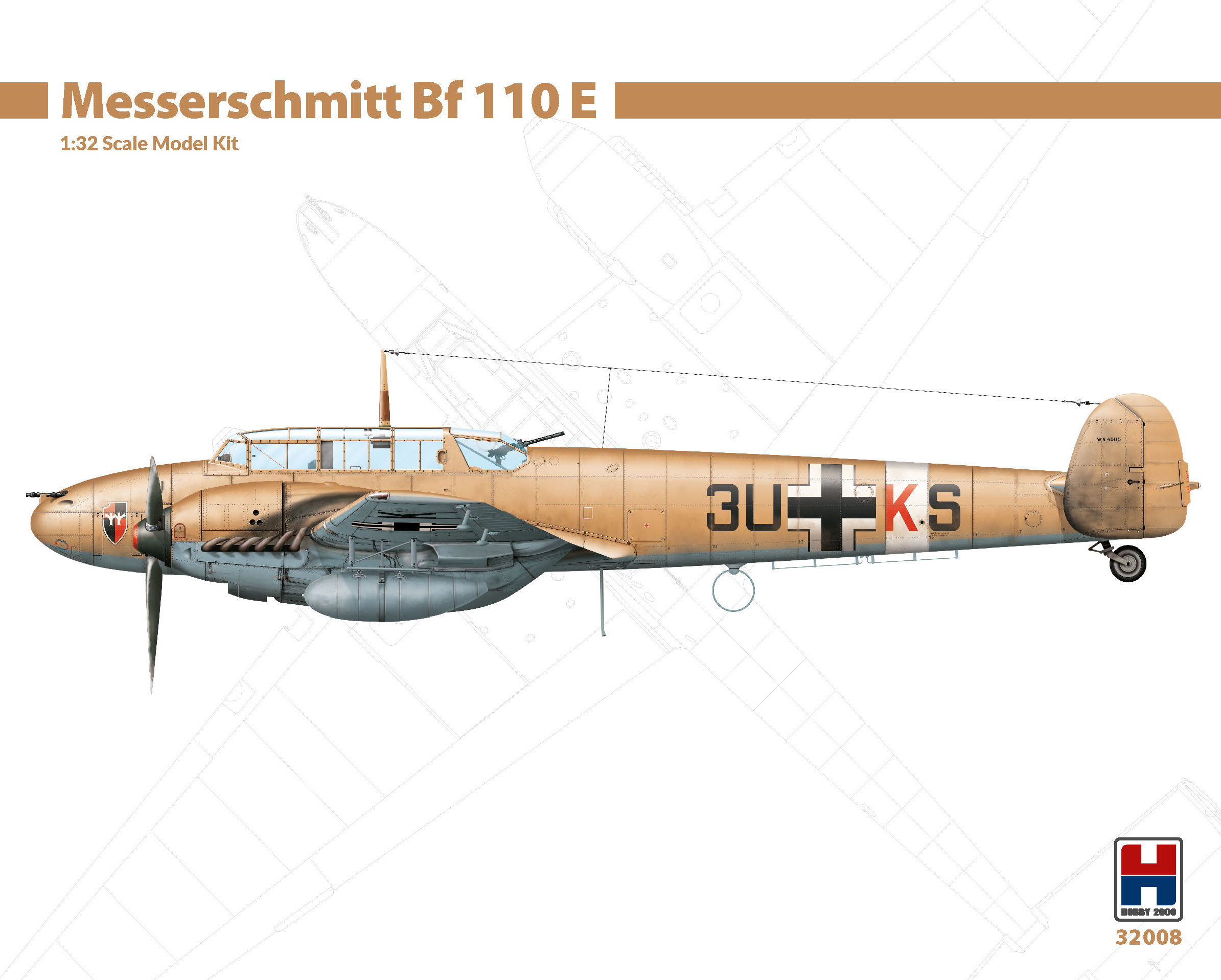 Сборная модель 1/32 Messerschmitt Bf-110E Dragon + Cartograf + Masks  (Hobby 2000)