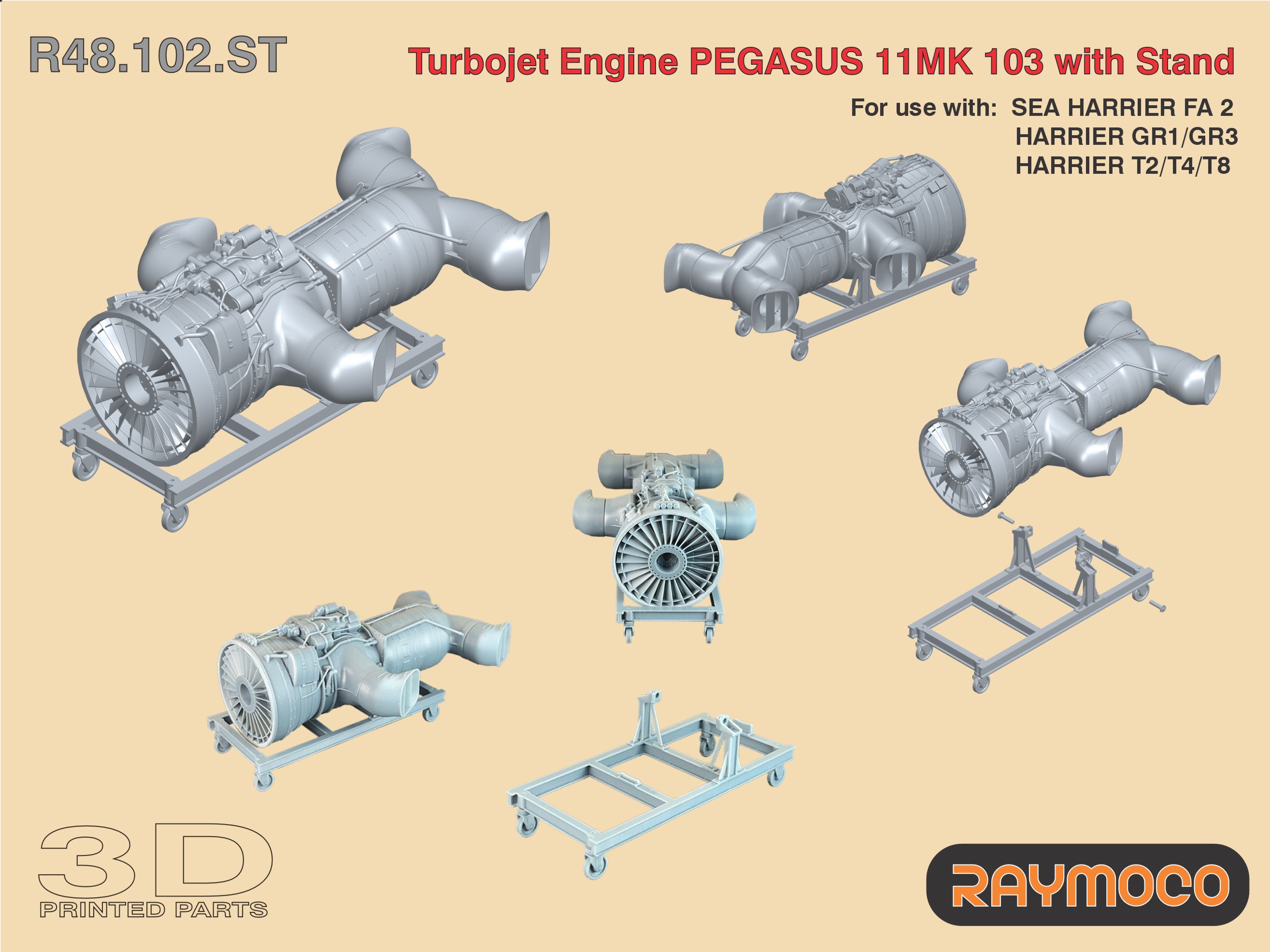 Дополнения из смолы 1/48 Turbo Jet Engine PEGASUS 11 MK 103/w Stand (Raymoco)
