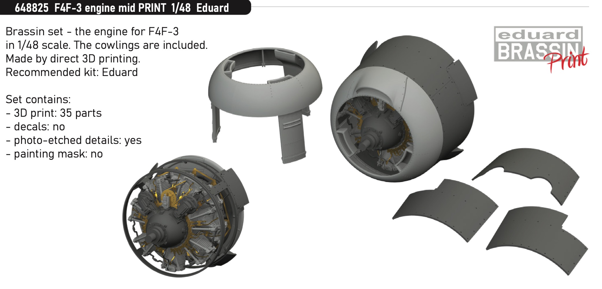 Дополнения из смолы 1/48 Grumman F4F-3 Wildcat engine mid (для модели Eduard kits)