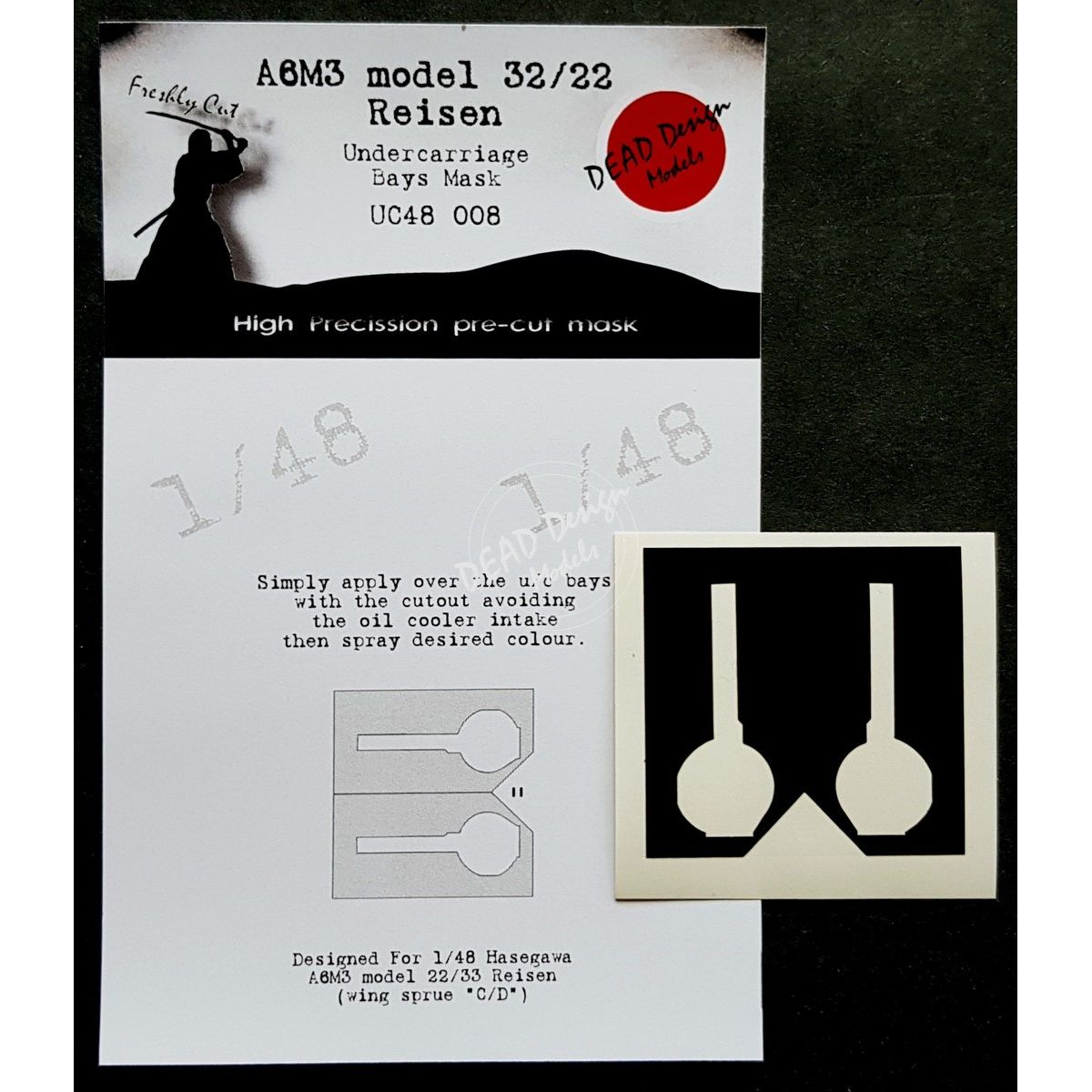 Mitsubishi A6M3 Zero model 32/22 undercarriage wheel bay paint mask (Hasegawa kits)