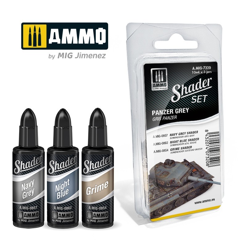 Набор акриловых красок SHADER Set Panzer Grey (Ammo Mig) (3x10ml)