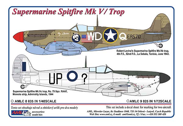 Декаль 1/72 Supermarine Spitfire Mk.V / Trop - 2 decal version (AML)