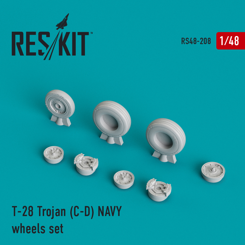 Дополнения из смолы 1/48 North-American T-28C/T-28D Trojan NAVY wheels set (ResKit)