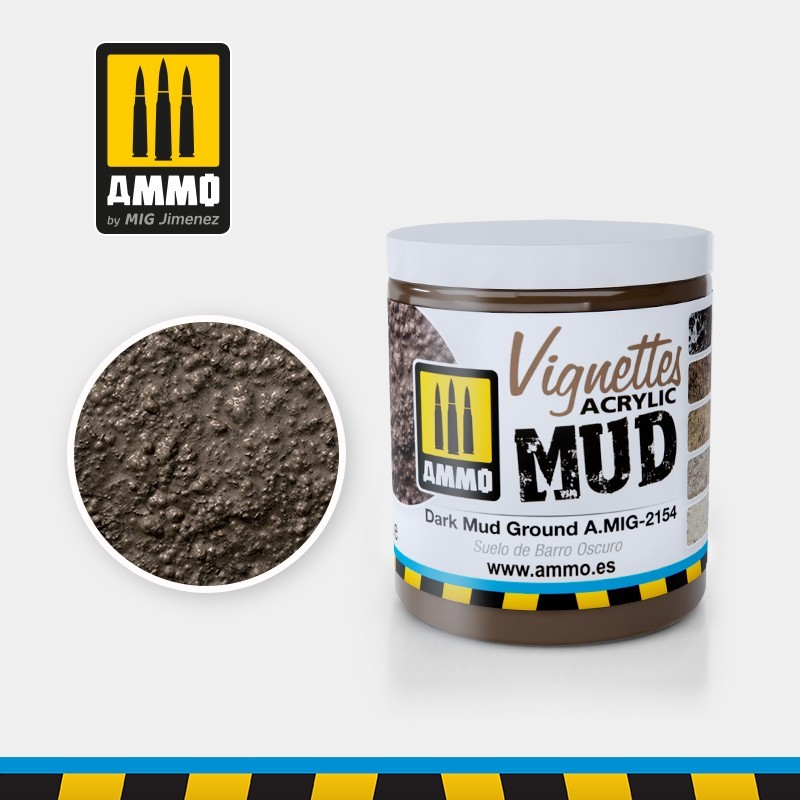 Текстурная паста VIGNETTES Dark Mud Ground (100mL) (Ammo Mig)