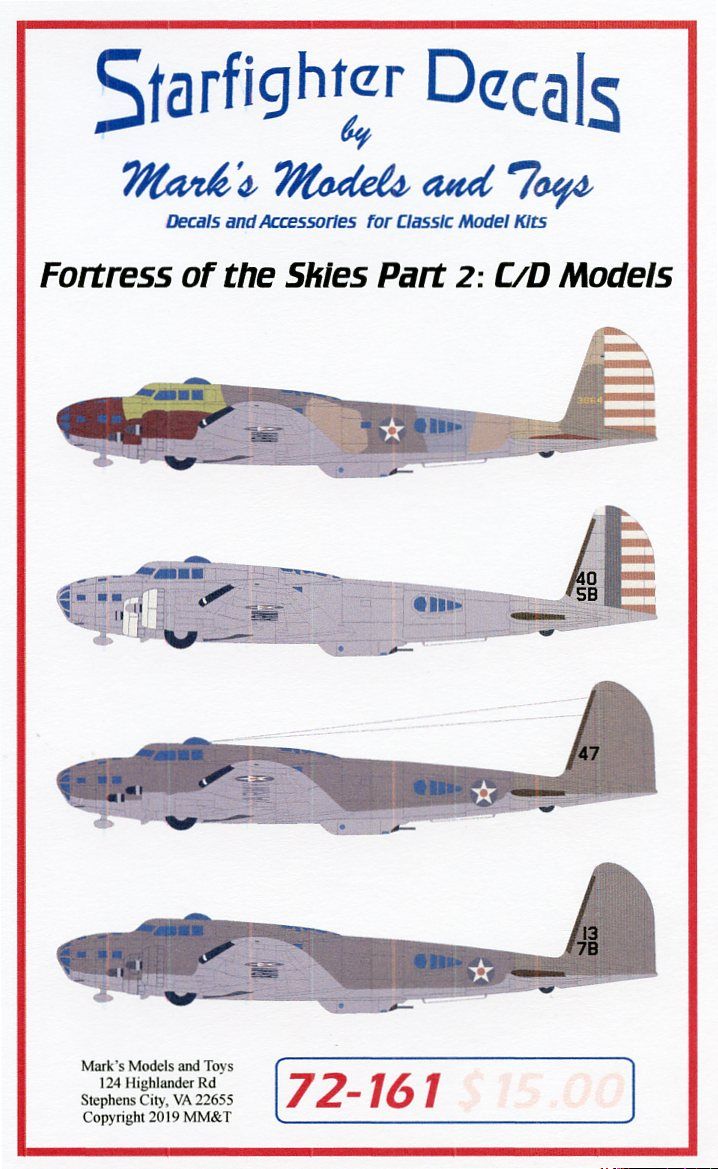 Декаль 1/72 Fortress of the Sky Part 2 Boeing B-17B/C Flying Fortress (Starfighter Decals)