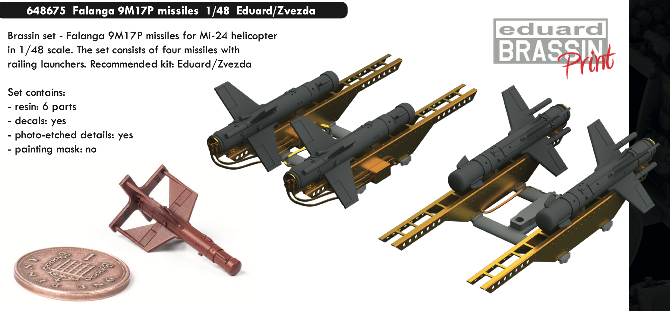Дополнения из смолы 1/48 Ракеты 9М17П "Фаланга" (для моделей Eduard/Zvezda)