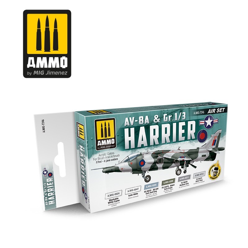 Набор акриловых красокAV-8A & Gr.1/3 Harrier (Ammo Mig) (6x17ml)