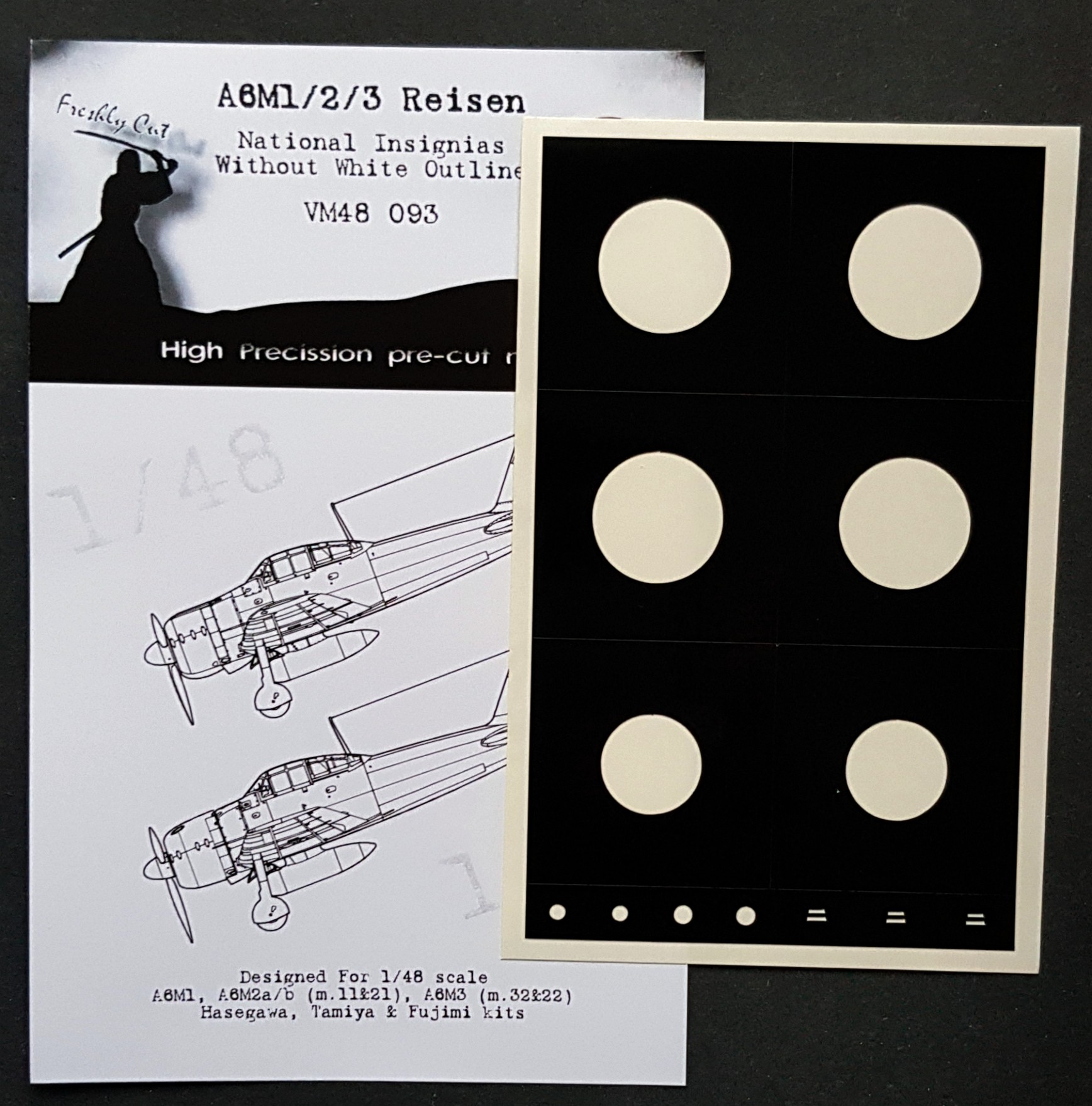 Mitsubishi A6M1/A6M2/A6M3 National Insignia paint masks without white outline (Hasegawa kits)