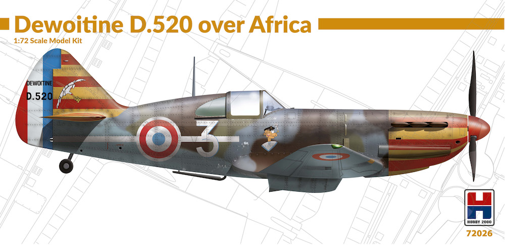 Сборная модель 1/72 Dewoitine D.520 over Africa (ex Hasegawa) (Hobby 2000)