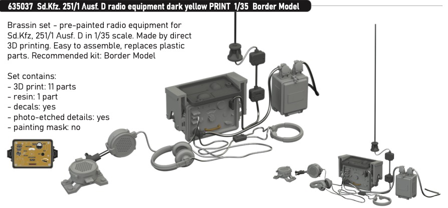 Дополнения из смолы 1/35 Sd.Kfz.251/1 Ausf.D radio equipment dark yellow (Border Model)