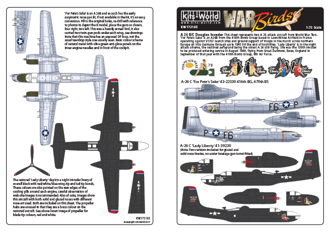 Декаль 1/72 Douglas A-26C Douglas invader (Kits-World)