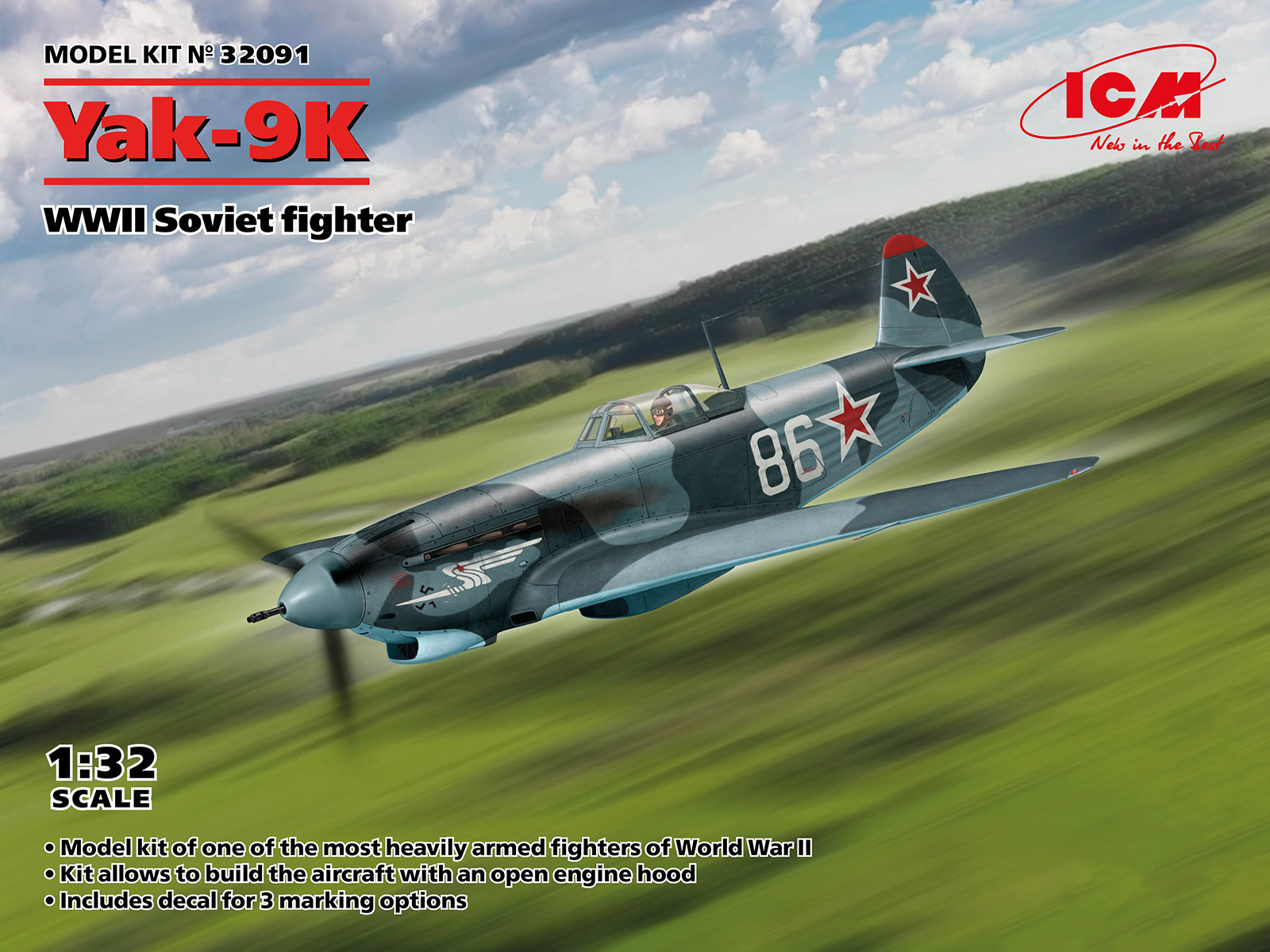 Сборная модель 1/32 Яковлев Як-9К (ICM)