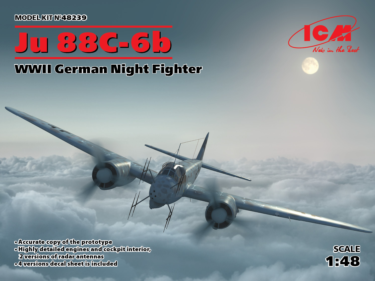 Сборная модель 1/48 Junkers Ju-88C-6b (ICM)