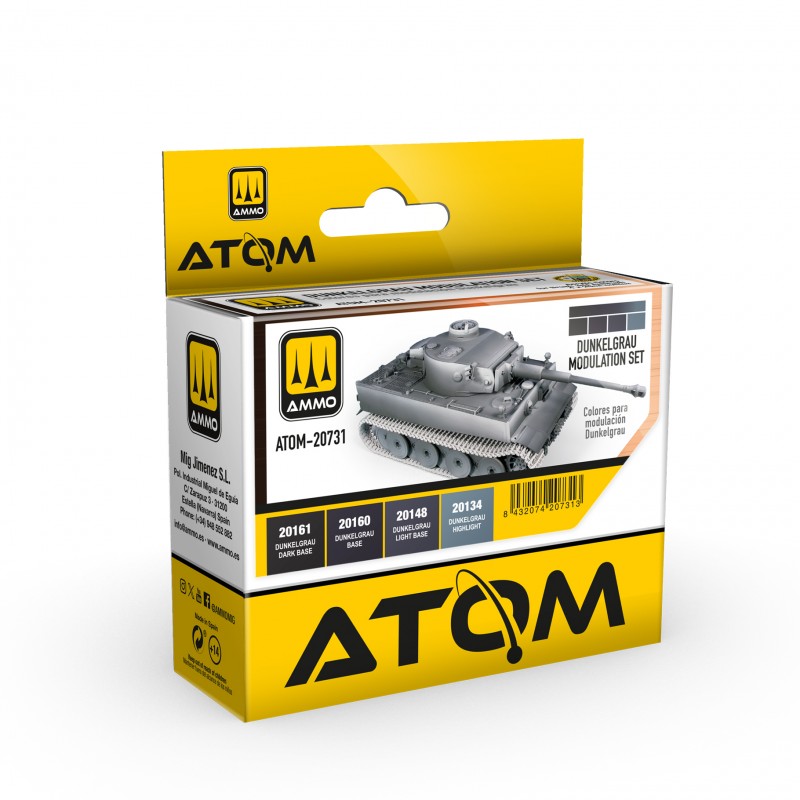 Набор акриловых красок ATOM Набор модуляции Dunkelgrau 20 ml x 4 (Ammo Mig) 