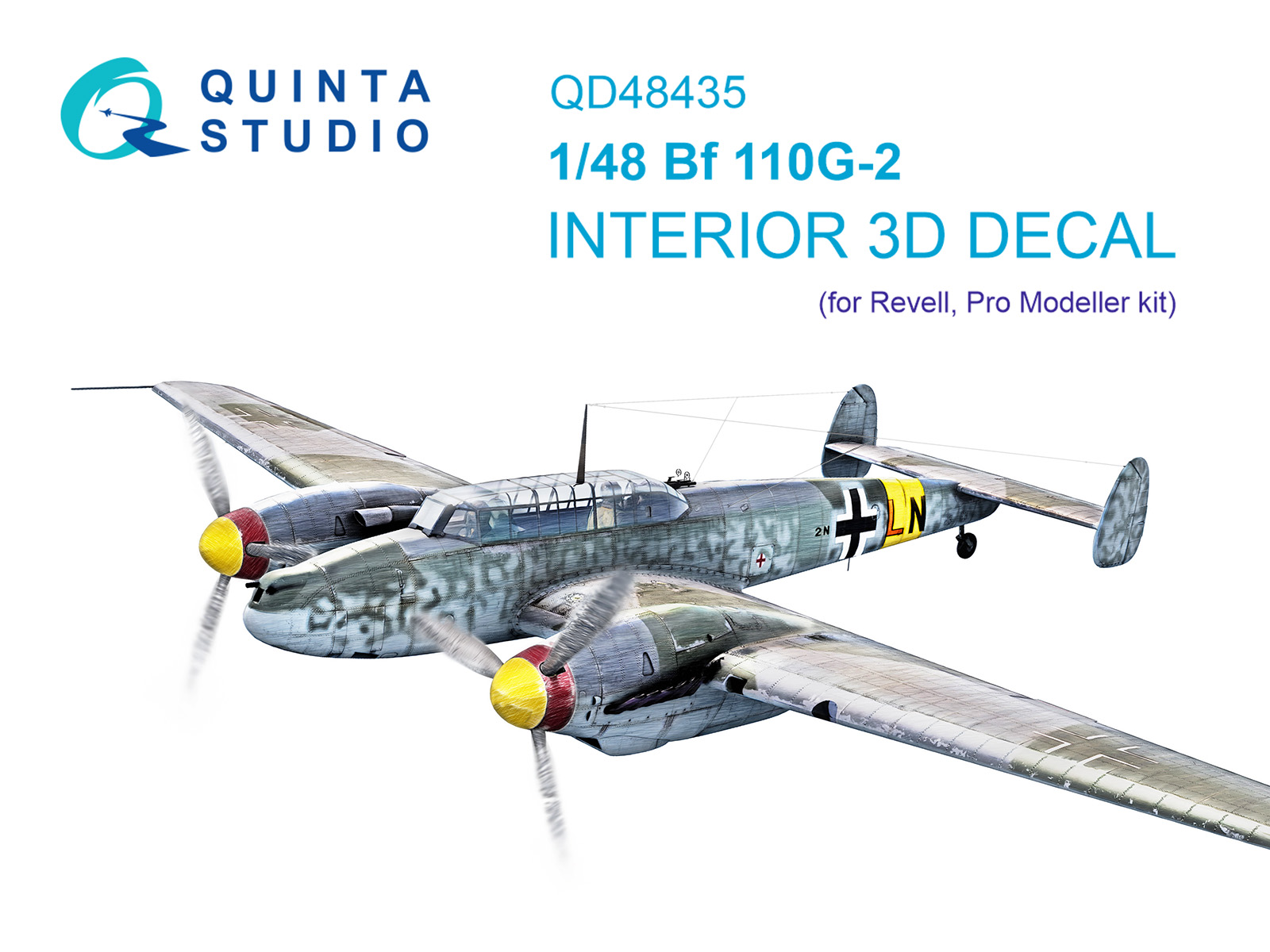 3D Декаль интерьера кабины Bf 110G-2 (Revell)