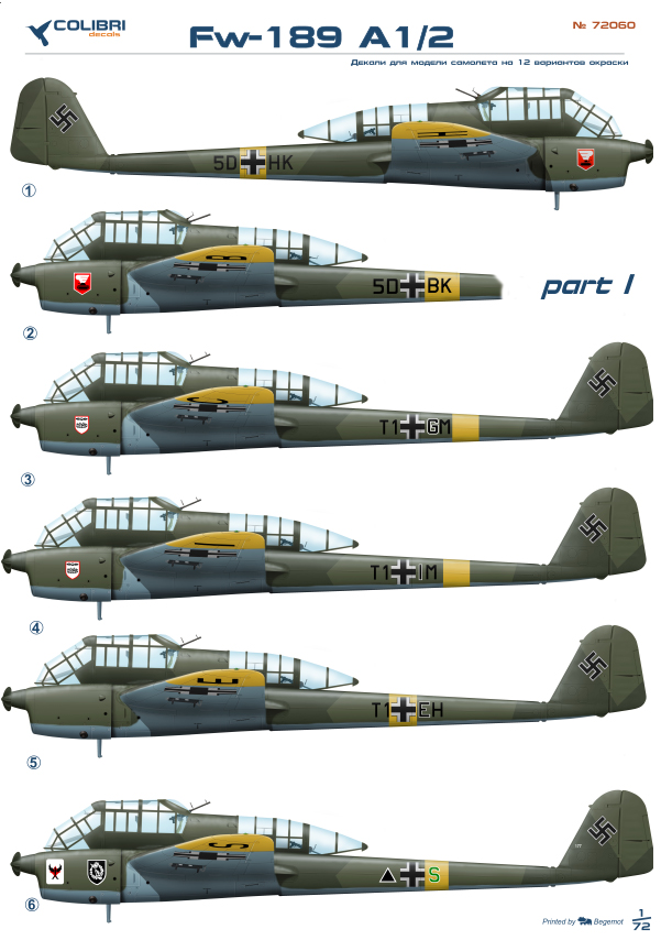 Декаль 1/72 Fw-189 Part I (Colibri Decals)