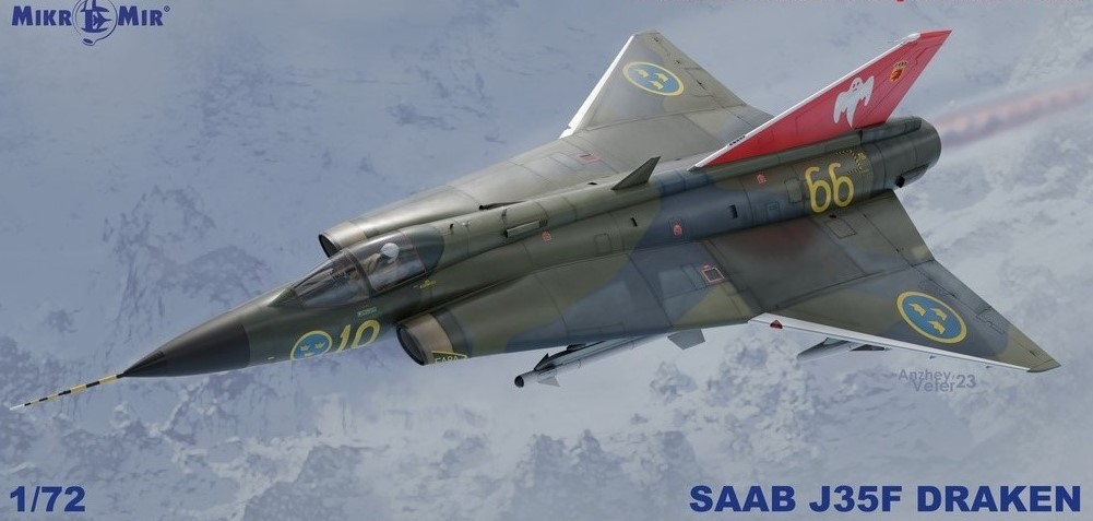 Сборная модель 1/72 Saab J-35F Draken (Mikro-Mir) (повреждённая упаковка)