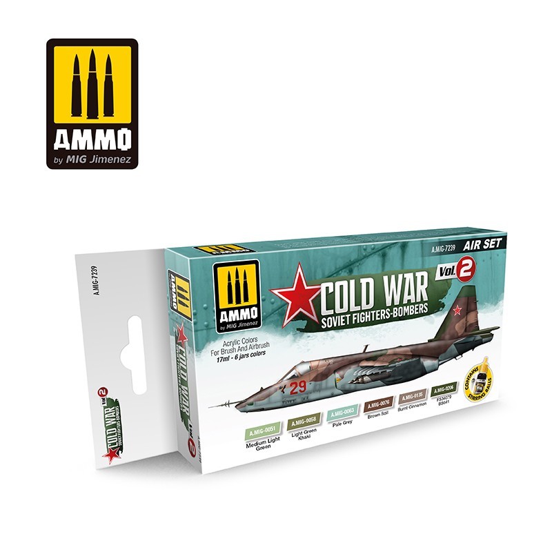 Набор акриловых красок Cold War Vol. 2 - Soviet Fighters -Bombers (Ammo Mig) (6x17ml)