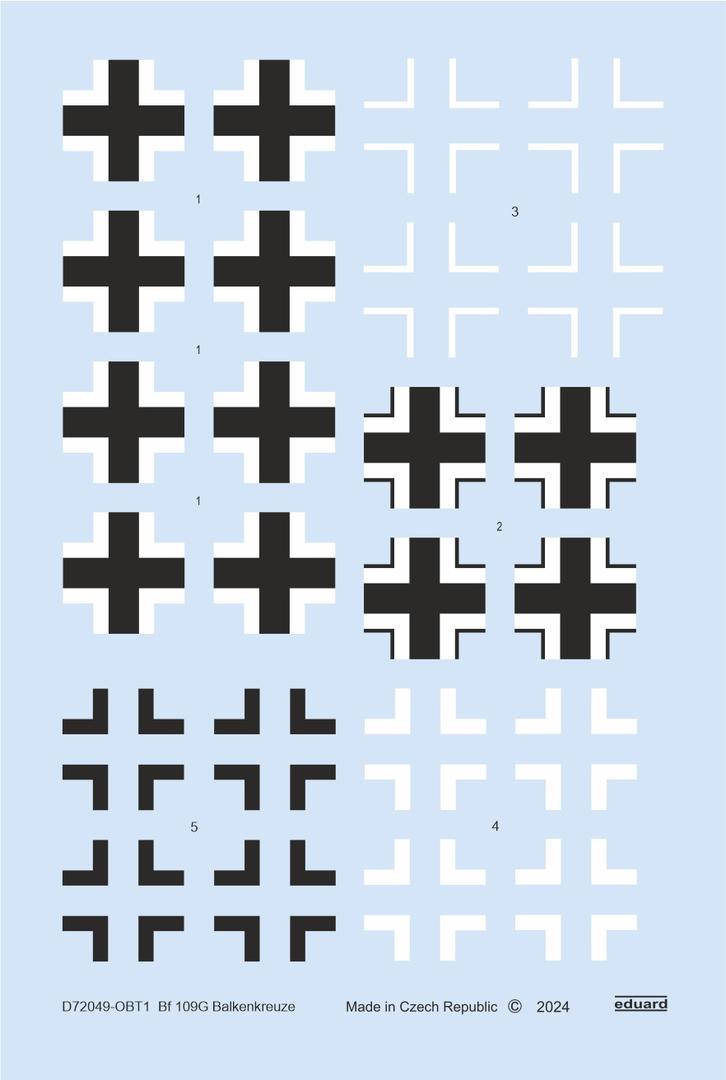 Декаль 1/72 Bf 109G Balkenkreuze (EDU)