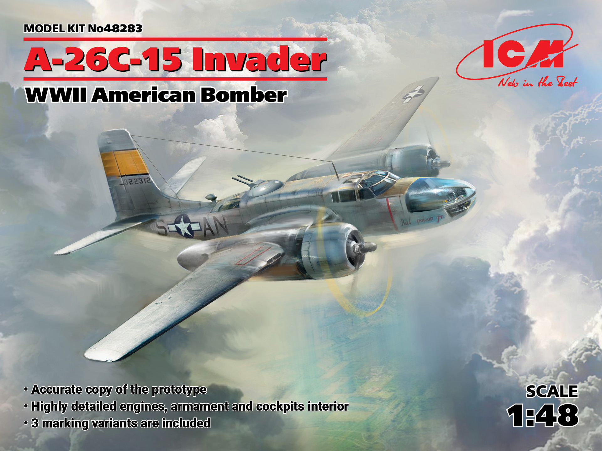 Сборная модель 1/48 A-26C-15 Invader American WWII Bomber (ICM)