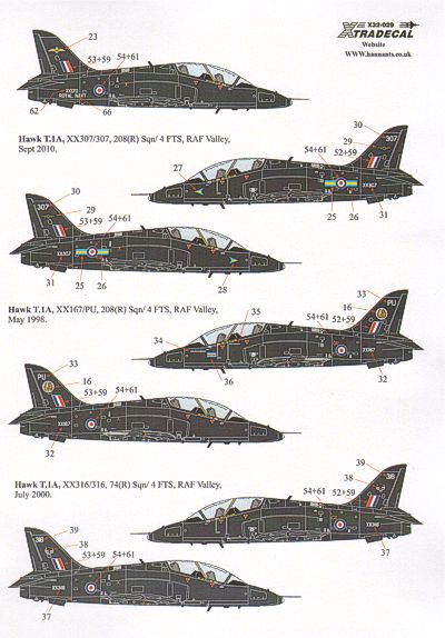 Декаль 1/32 BAe Hawk T.1A Late overall black schemes (11) (Xtradecal)
