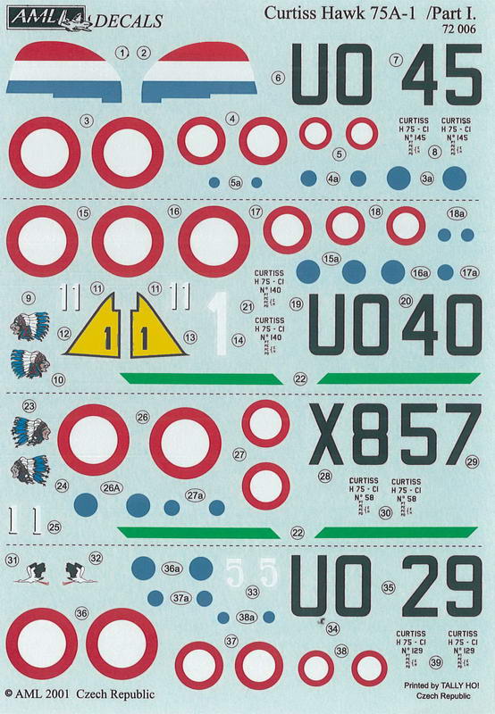 Декаль 1/72 Curtiss-Hawk H-75A-1 Hawk Part 1. (4) (AML)